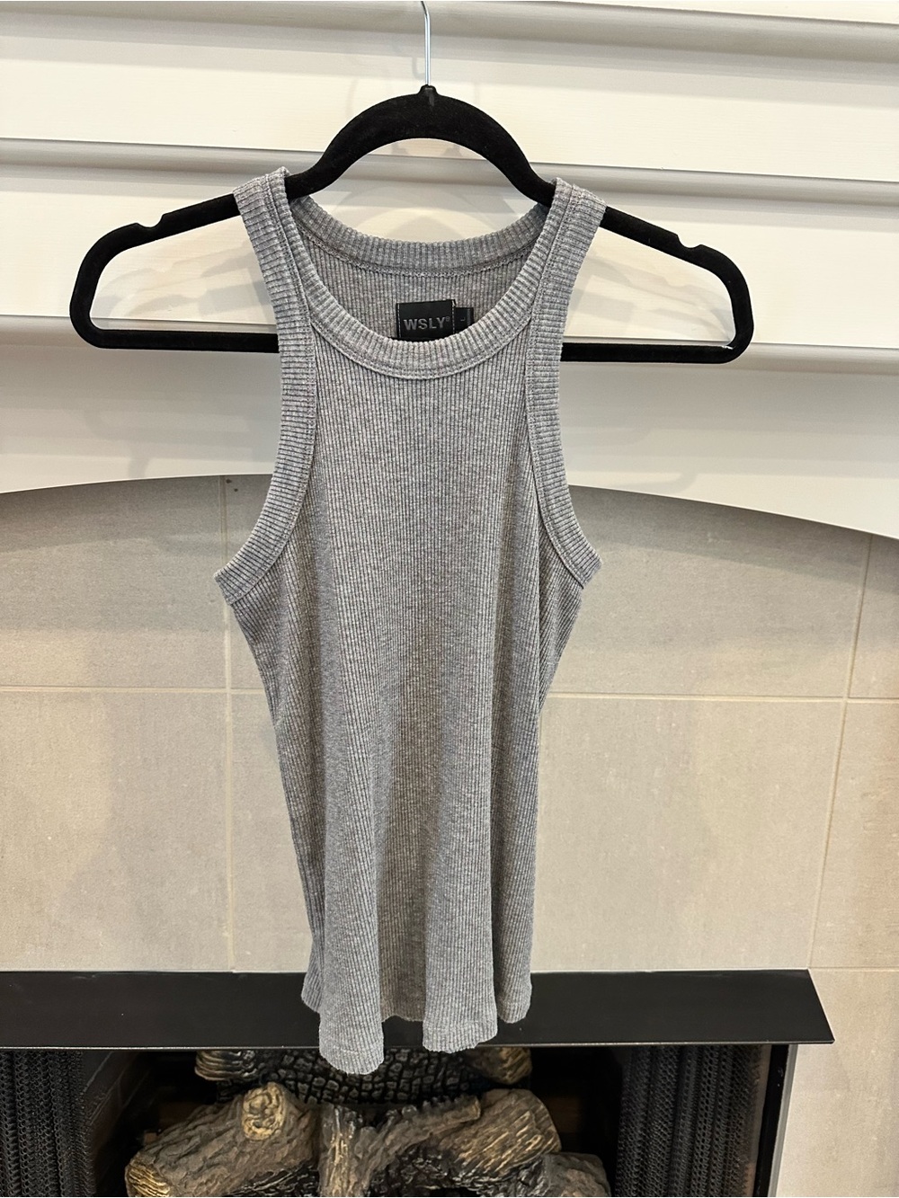 WSLY Light Grey Ribbed Racerback Tank Top